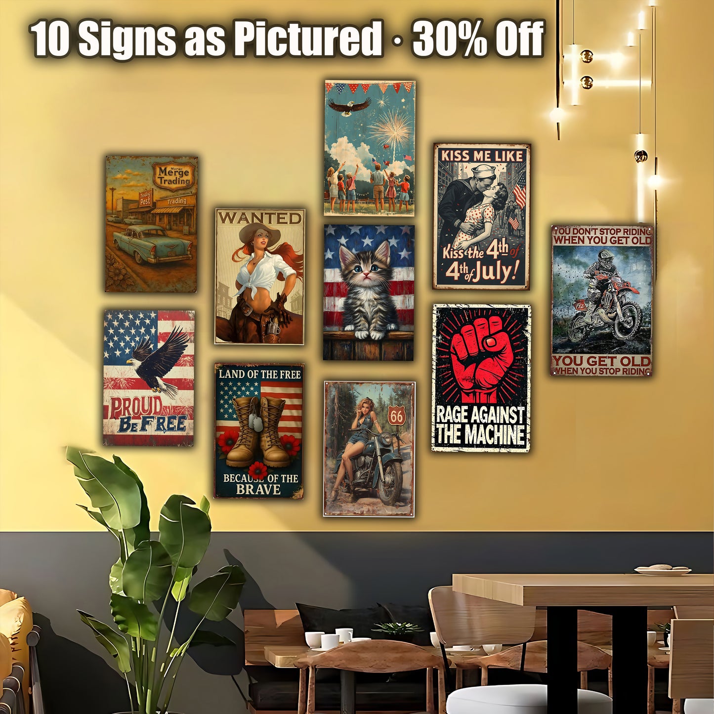 8x12 Patriotic USA Metal Sign – Vintage Wall Art with Flag & Freedom (1/3/6/10 Pieces) | Liberty Signs #ZH6002
