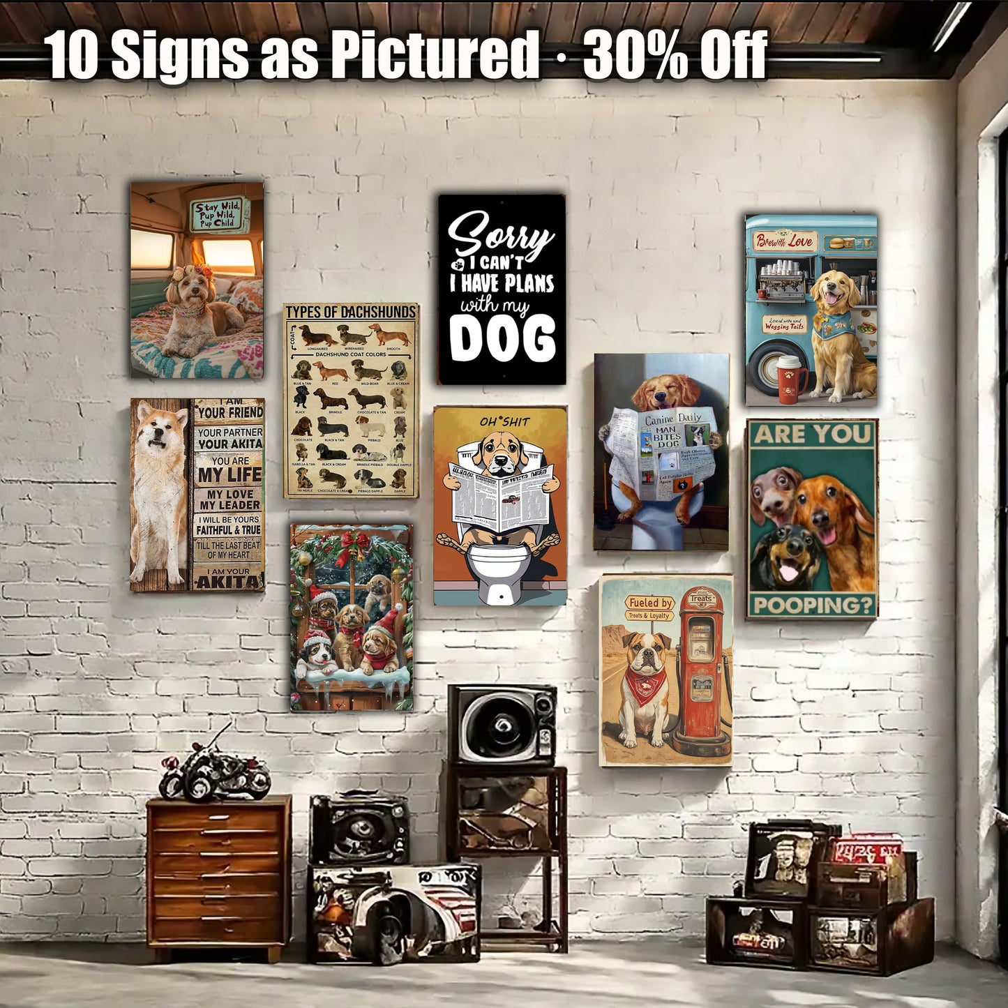 8x12 Funny Dog Metal Sign – Vintage Tin Wall Art for Pet Lovers & Homes (1/3/6/10 Pieces) | Liberty Signs #ZH1051