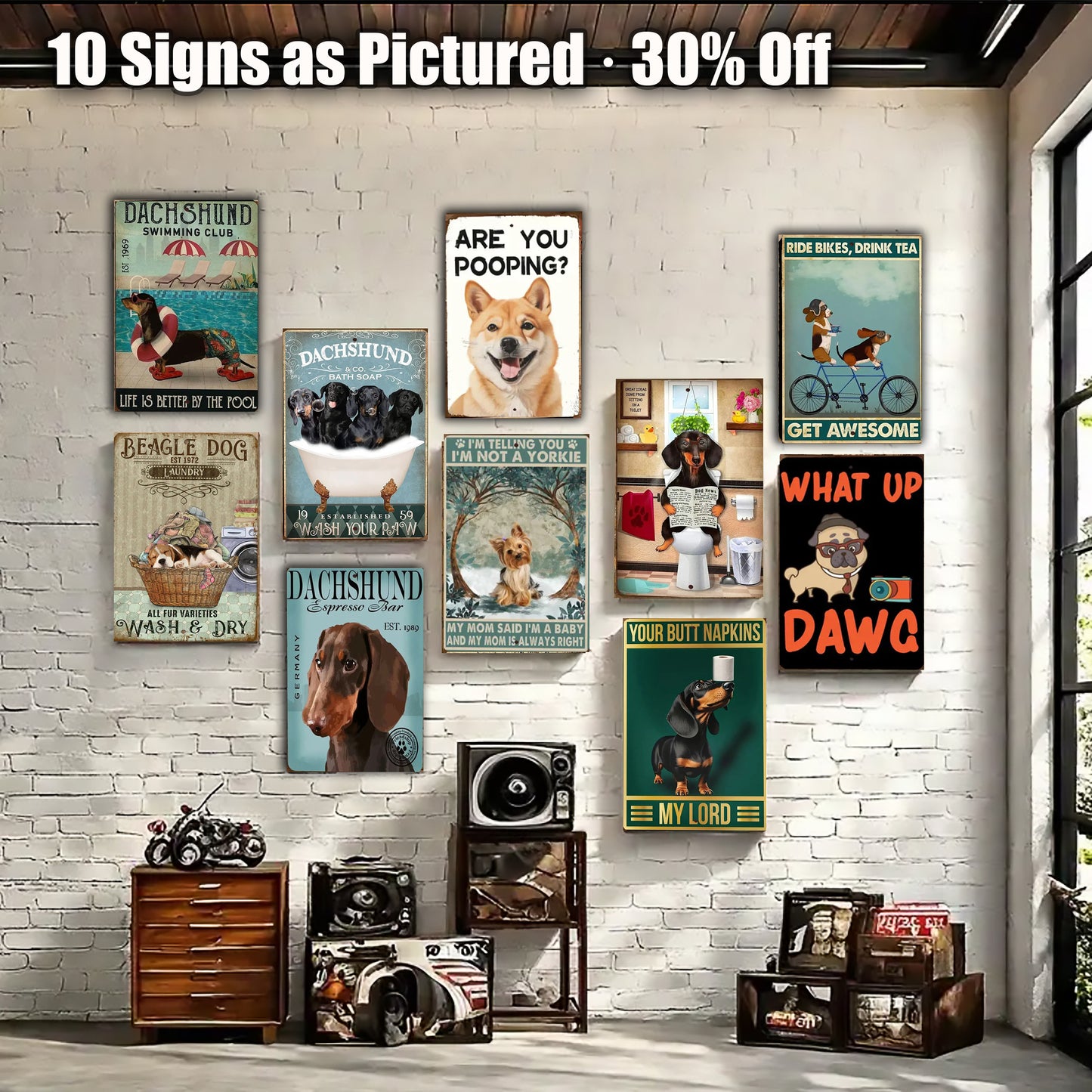 8x12 Funny Dog Metal Sign – Vintage Tin Wall Art for Pet Lovers & Homes (1/3/6/10 Pieces) | Liberty Signs #ZH1045