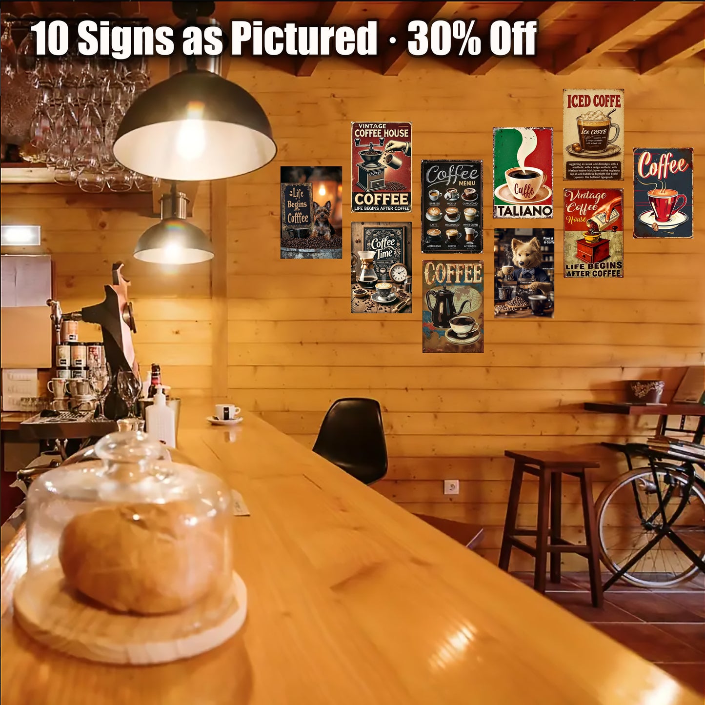 8x12 Kitchen Metal Sign – Coffee & Recipe Tin Wall Decor for Homes (1/3/6/10 Pieces) | Liberty Signs #ZH8024