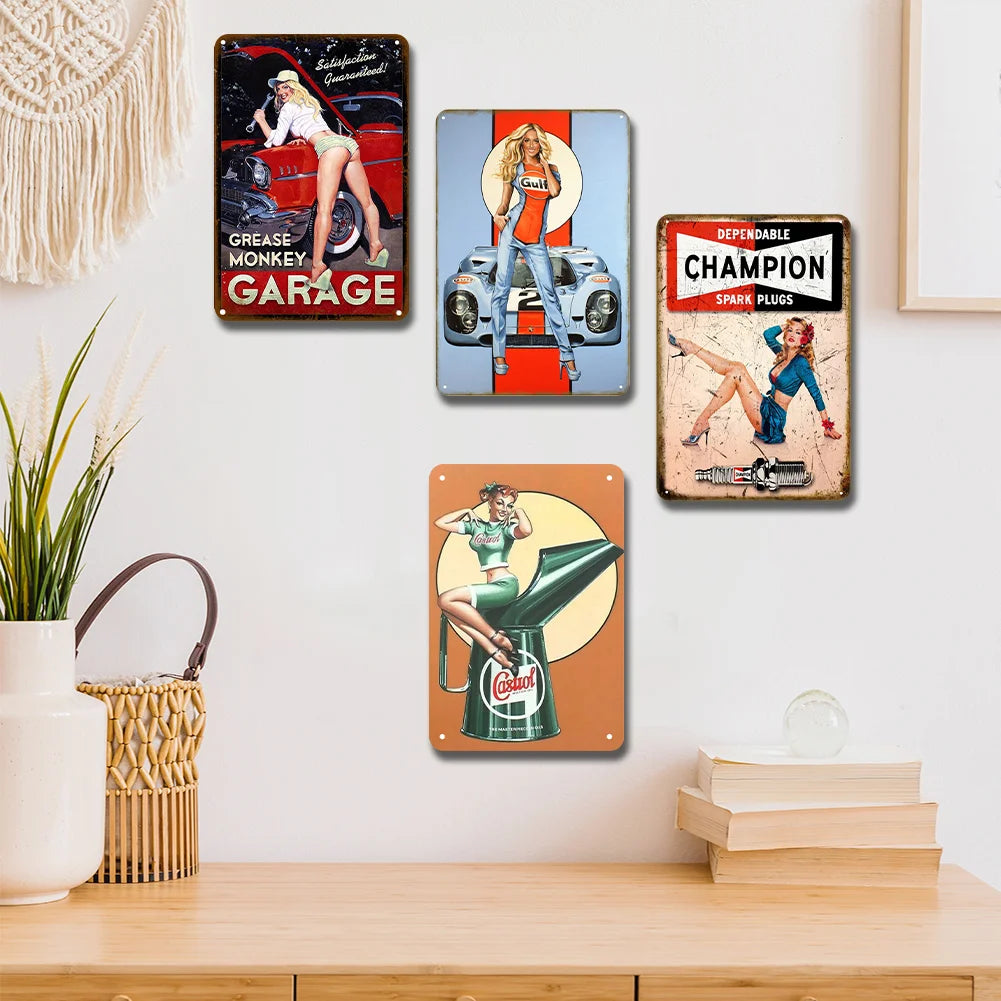 8x12 Pin-Up Girl Metal Sign – Retro Tin Wall Art for Garage & Bar Decor | Liberty Signs #ZH3001