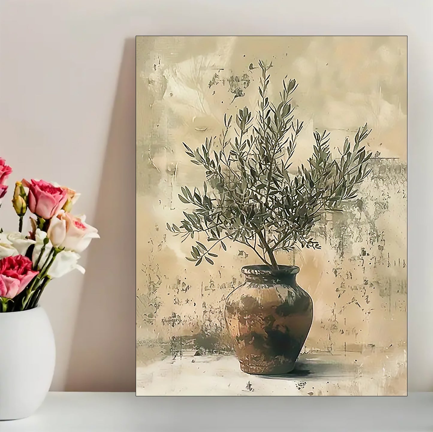 12x16 Pink Peony Floral Canvas Art – Elegant Botanical Print for Bedroom & Entryway | Liberty Signs#F2033
