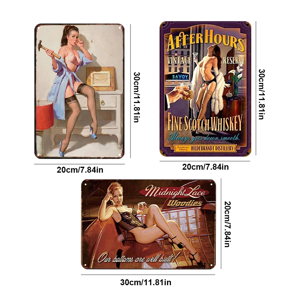 8x12 Pin-Up Girl Metal Sign – Retro Tin Wall Art for Garage & Bar Decor | Liberty Signs #ZH3003