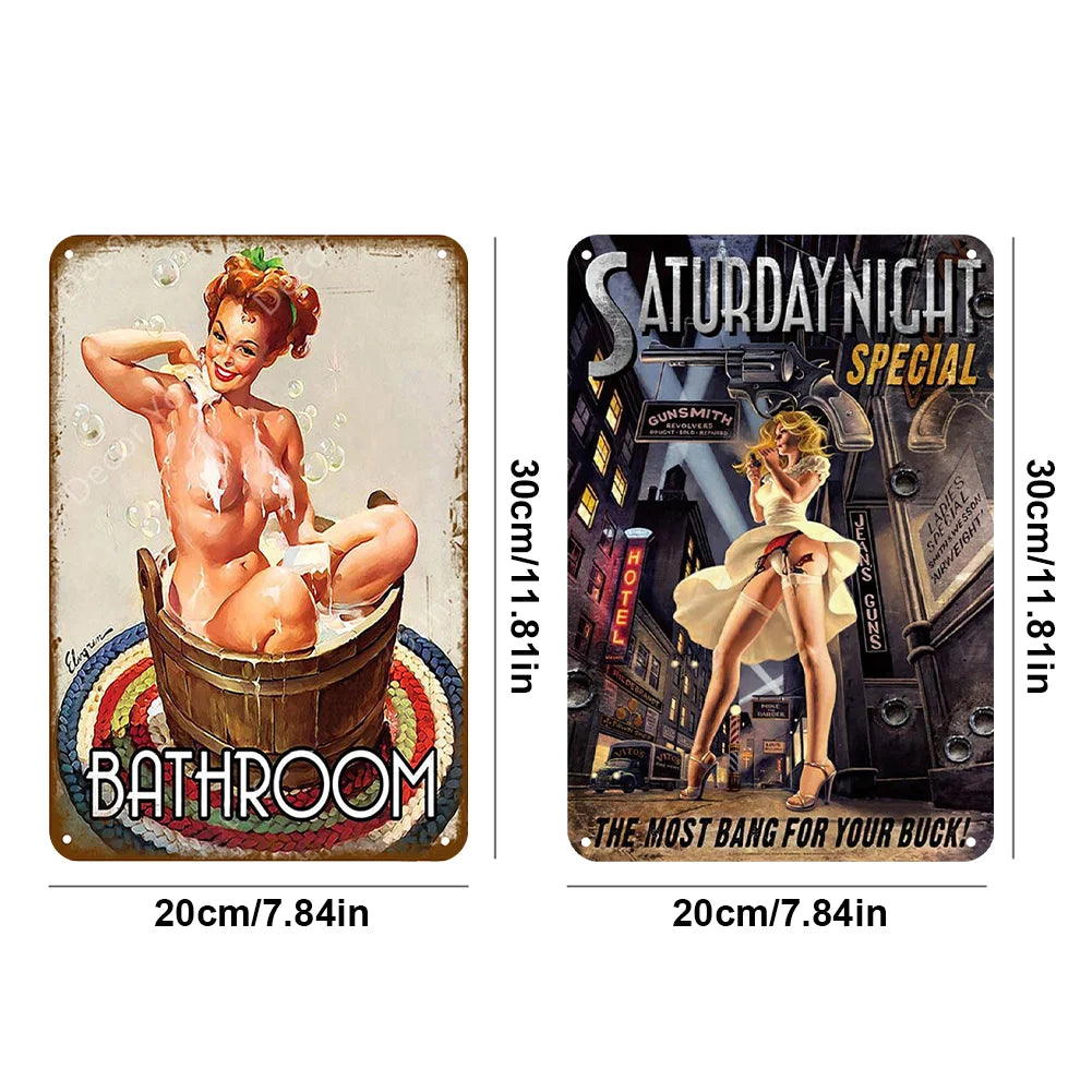 2pcs - Sexy Girl - Vintage Metal Sign - 8*12Inch (20*30cm)