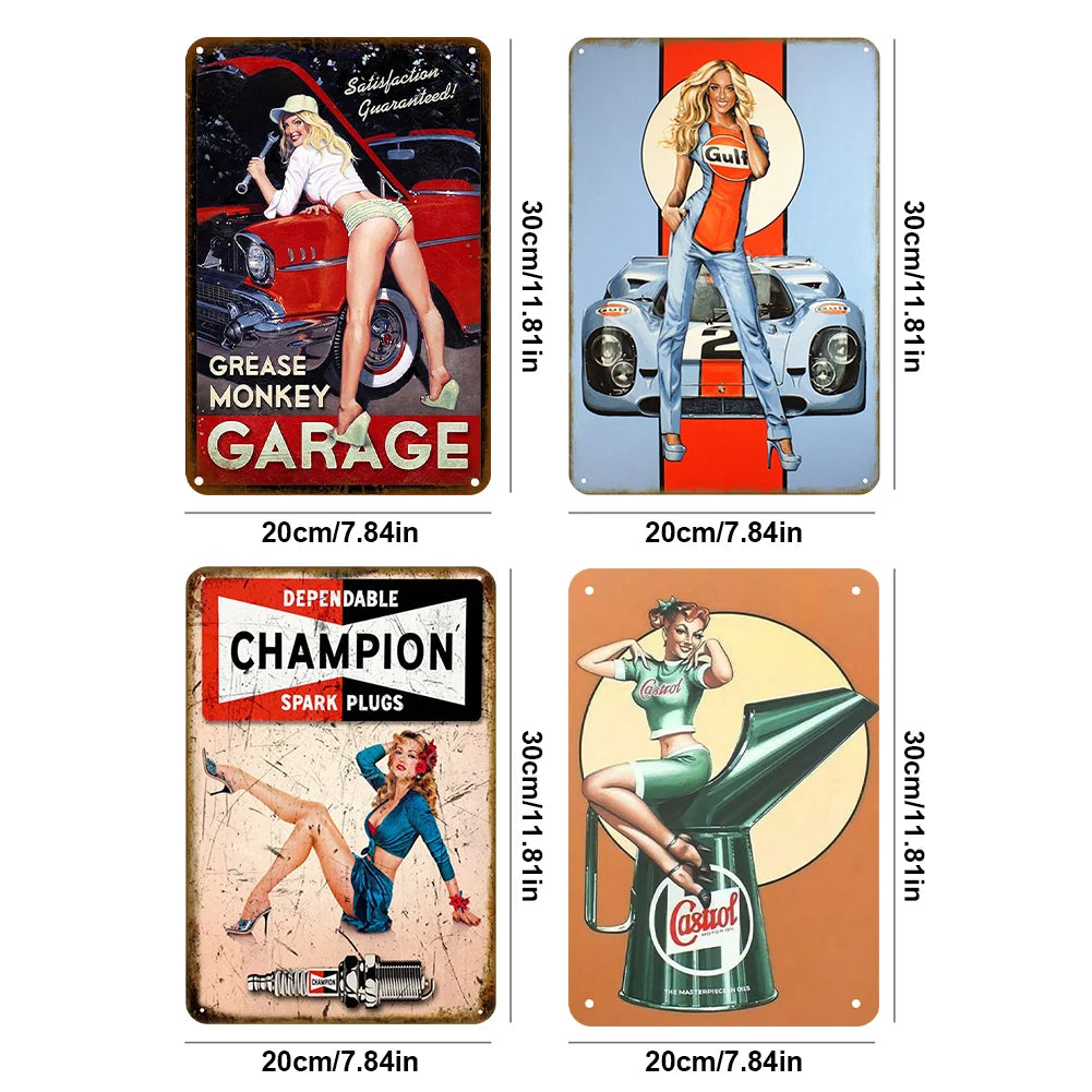 8x12 Pin-Up Girl Metal Sign – Retro Tin Wall Art for Garage & Bar Decor | Liberty Signs #ZH3001