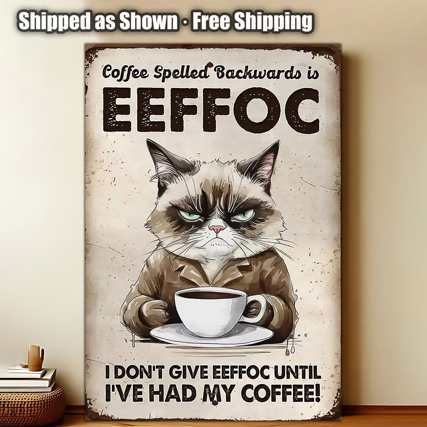8x12 Cute Cat Metal Sign – Retro Tin Wall Art for Cat Lovers & Kitchens (1/3/6/10 Pieces)| Liberty Signs #ZH2032