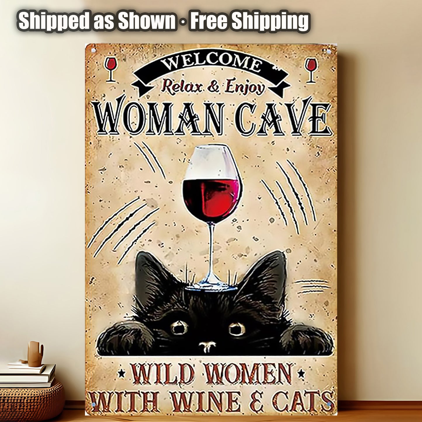 8x12 Cute Cat Metal Sign – Retro Tin Wall Art for Cat Lovers & Kitchens(1/3/6/10 Pieces) | Liberty Signs #ZH2298