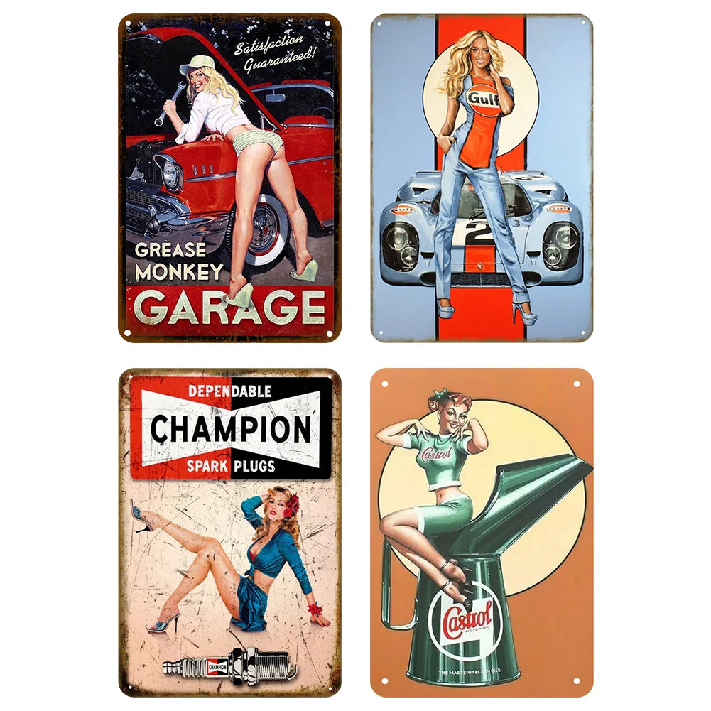 8x12 Pin-Up Girl Metal Sign – Retro Tin Wall Art for Garage & Bar Decor | Liberty Signs #ZH3001