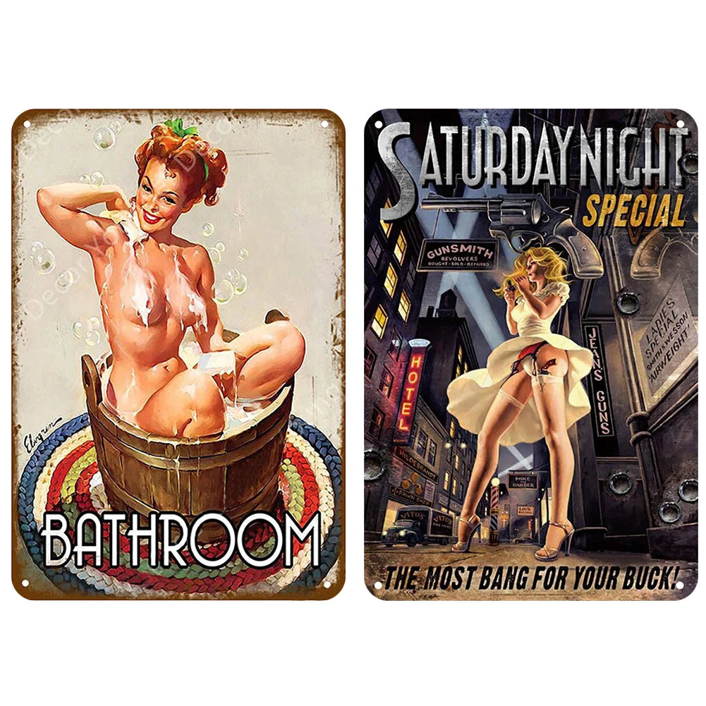 2pcs - Sexy Girl - Vintage Metal Sign - 8*12Inch (20*30cm)