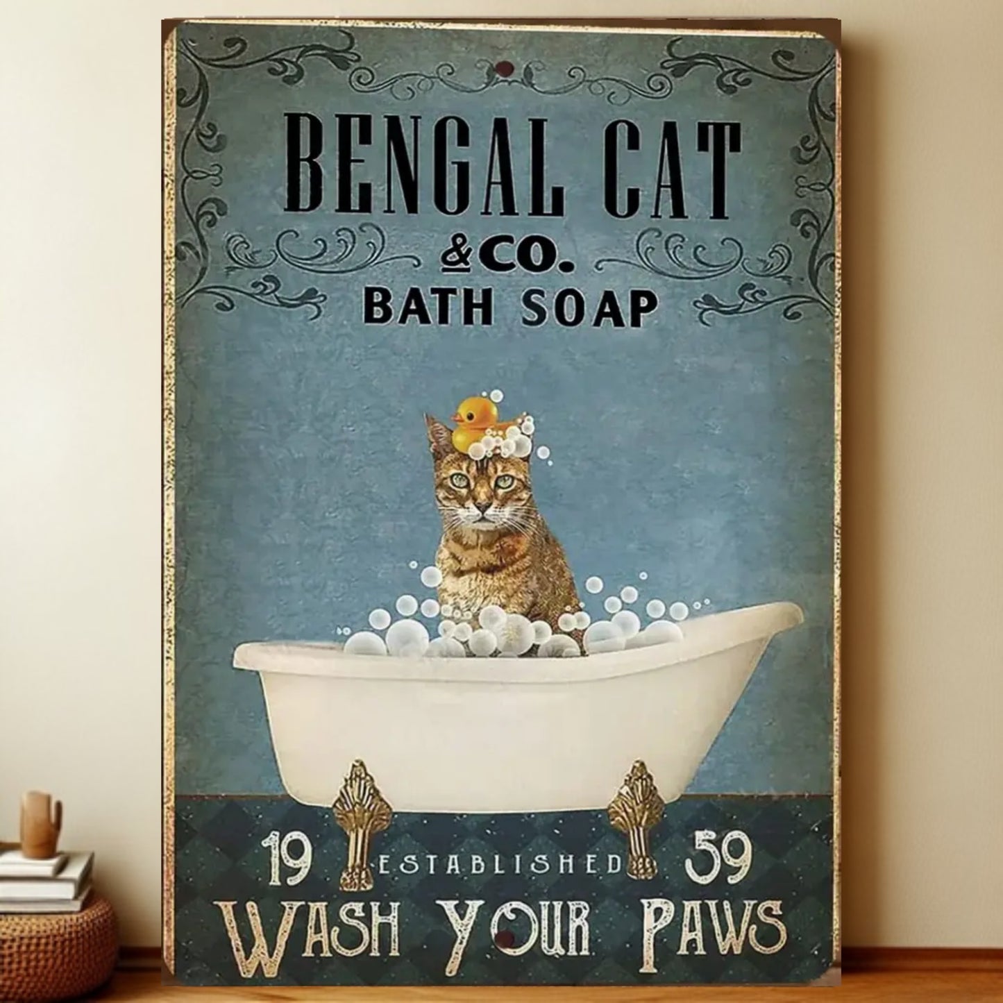 8x12 Cute Cat Metal Sign – Retro Tin Wall Art for Cat Lovers & Kitchens | Liberty Signs #2012