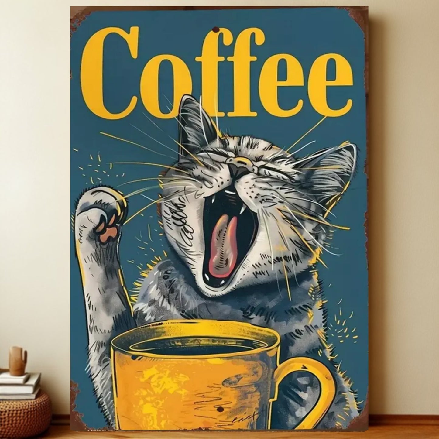 8x12 Cute Cat Metal Sign – Retro Tin Wall Art for Cat Lovers & Kitchens | Liberty Signs #2015