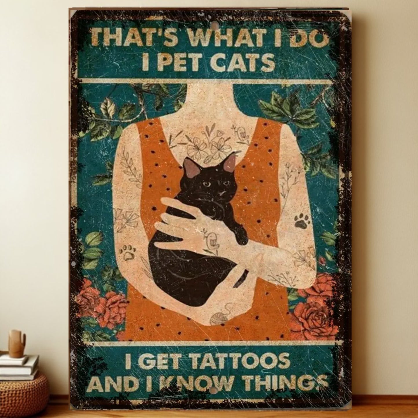 8x12 Cute Cat Metal Sign – Retro Tin Wall Art for Cat Lovers & Kitchens | Liberty Signs #2017