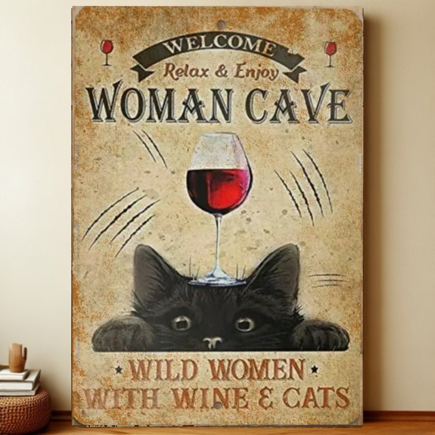 8x12 Cute Cat Metal Sign – Retro Tin Wall Art for Cat Lovers & Kitchens | Liberty Signs #2039