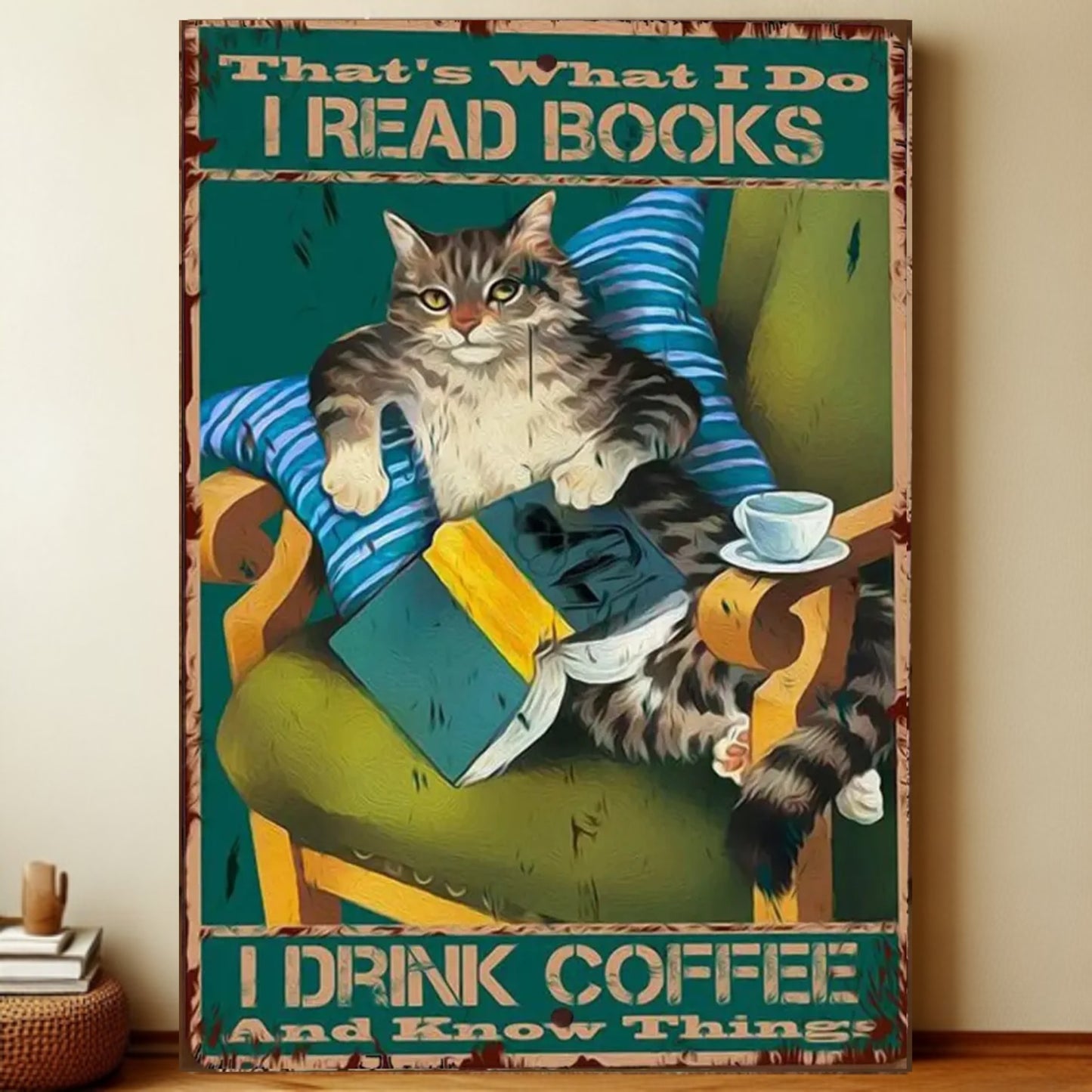8x12 Cute Cat Metal Sign – Retro Tin Wall Art for Cat Lovers & Kitchens | Liberty Signs #2044