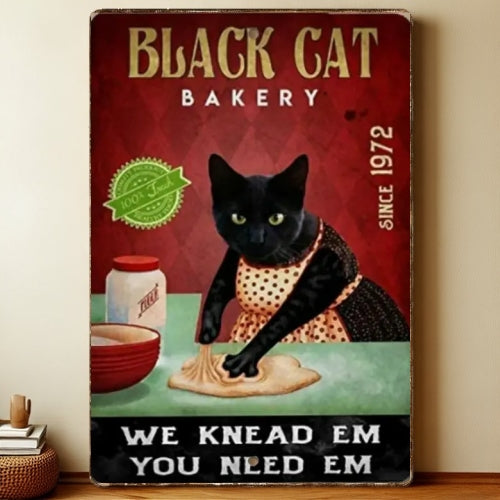 8x12 Cute Cat Metal Sign – Retro Tin Wall Art for Cat Lovers & Kitchens | Liberty Signs #2230