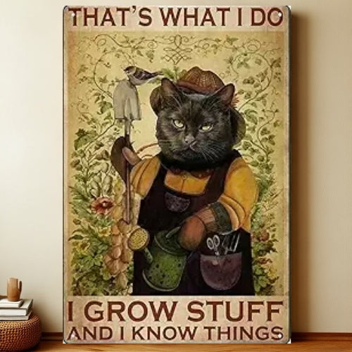 8x12 Cute Cat Metal Sign – Retro Tin Wall Art for Cat Lovers & Kitchens | Liberty Signs #2258