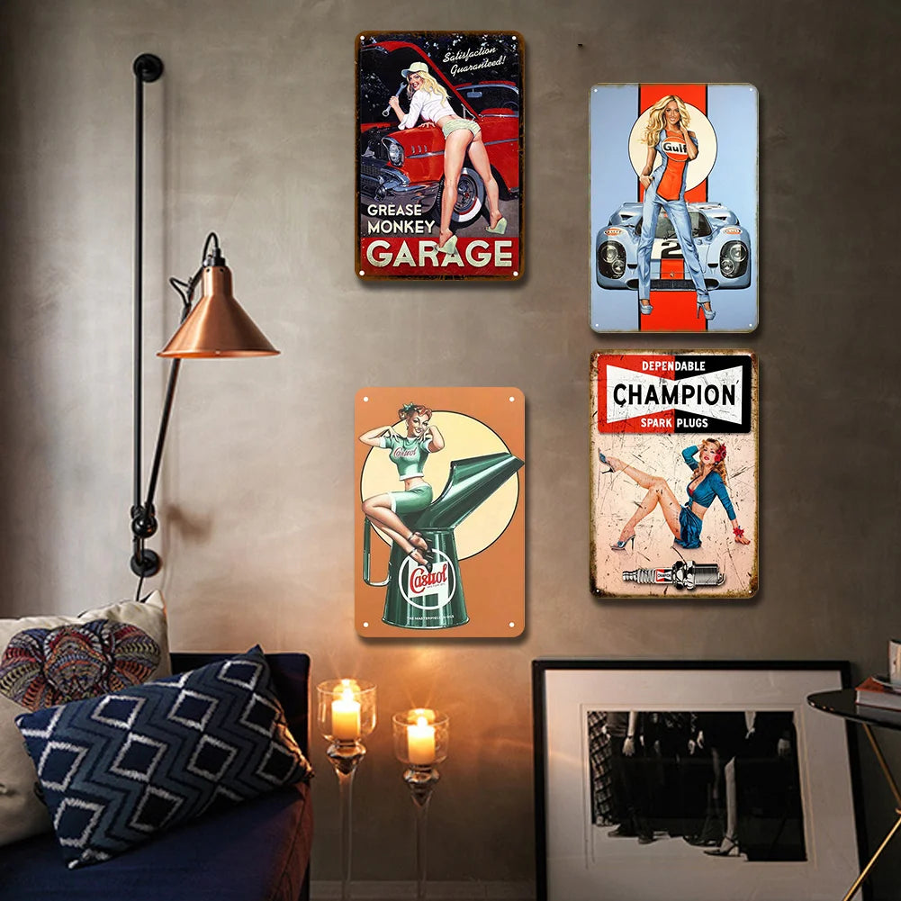 8x12 Pin-Up Girl Metal Sign – Retro Tin Wall Art for Garage & Bar Decor | Liberty Signs #ZH3001