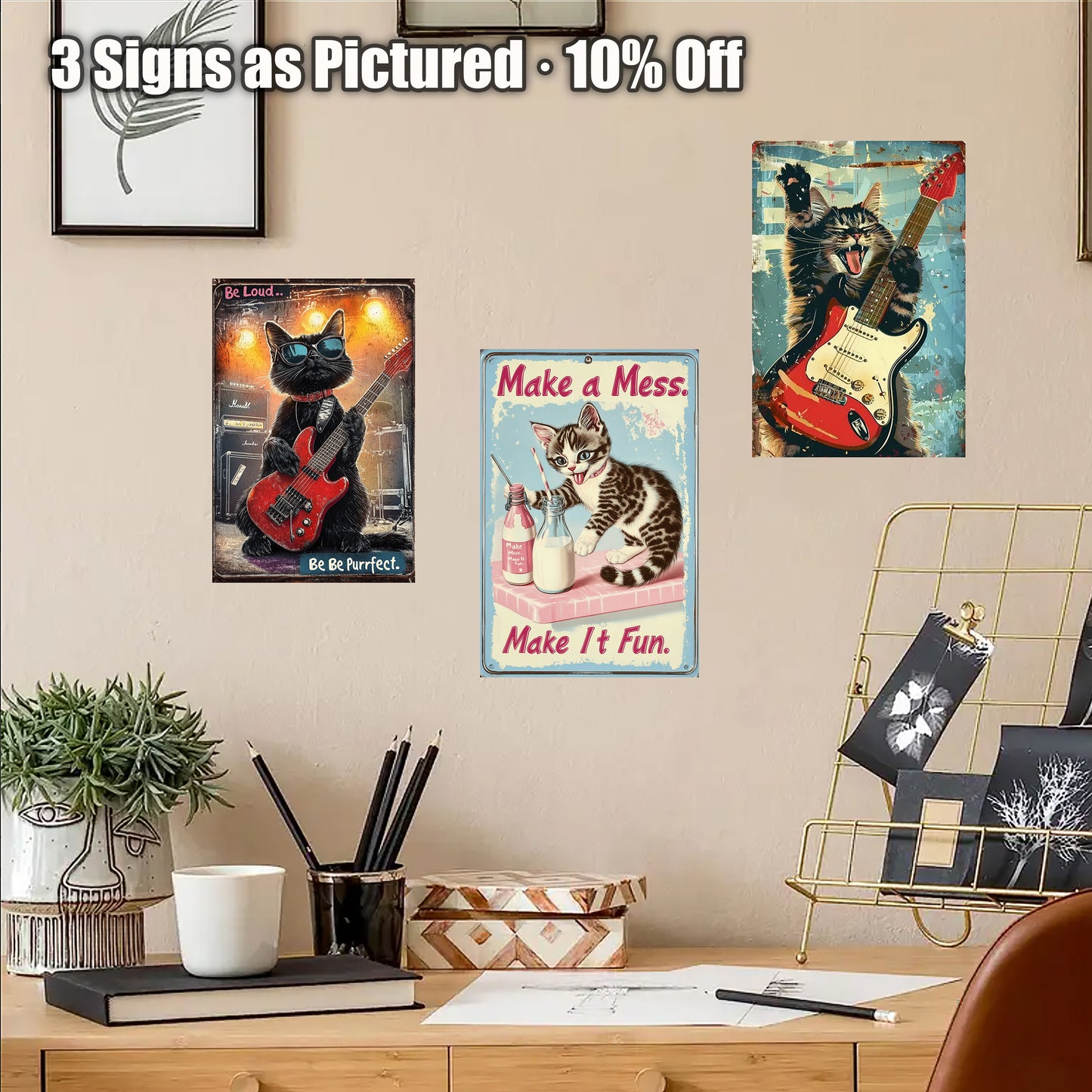 8x12 Cute Cat Metal Sign – Retro Tin Wall Art for Cat Lovers & Kitchens (1/3/6/10 Pieces)| Liberty Signs #ZH2247
