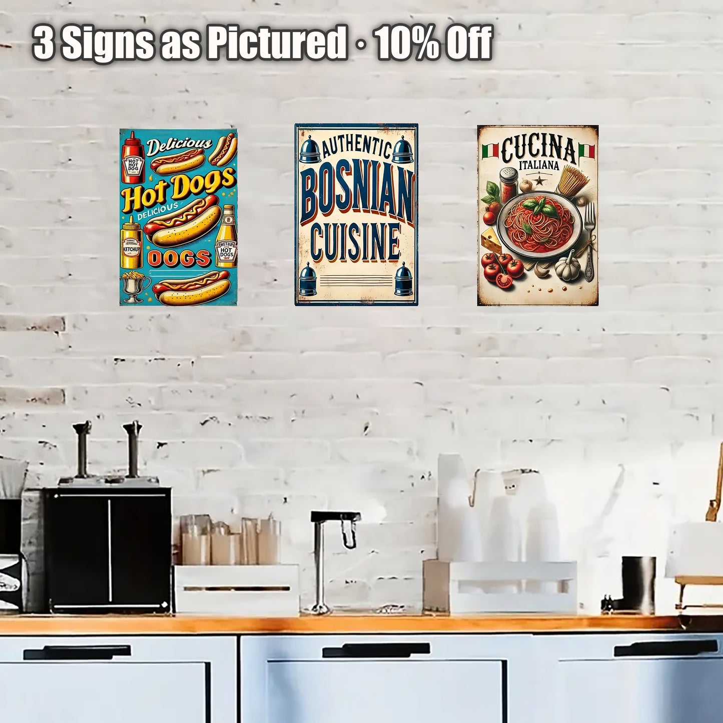 8x12 Kitchen Metal Sign – Coffee & Recipe Tin Wall Decor for Homes (1/3/6/10 Pieces) | Liberty Signs #ZH8029