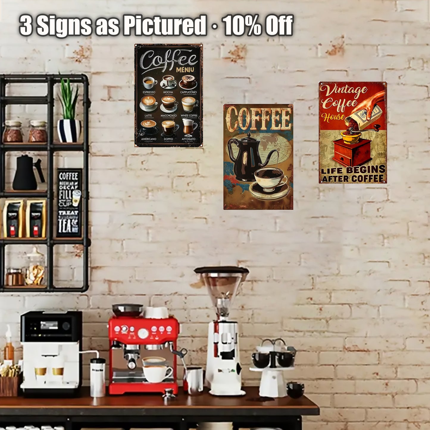 8x12 Kitchen Metal Sign – Coffee & Recipe Tin Wall Decor for Homes (1/3/6/10 Pieces) | Liberty Signs #ZH8024
