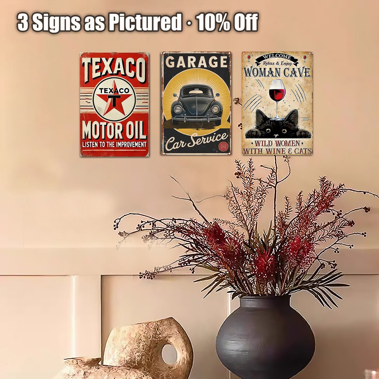 8x12 Cute Cat Metal Sign – Retro Tin Wall Art for Cat Lovers & Kitchens(1/3/6/10 Pieces) | Liberty Signs #ZH2298