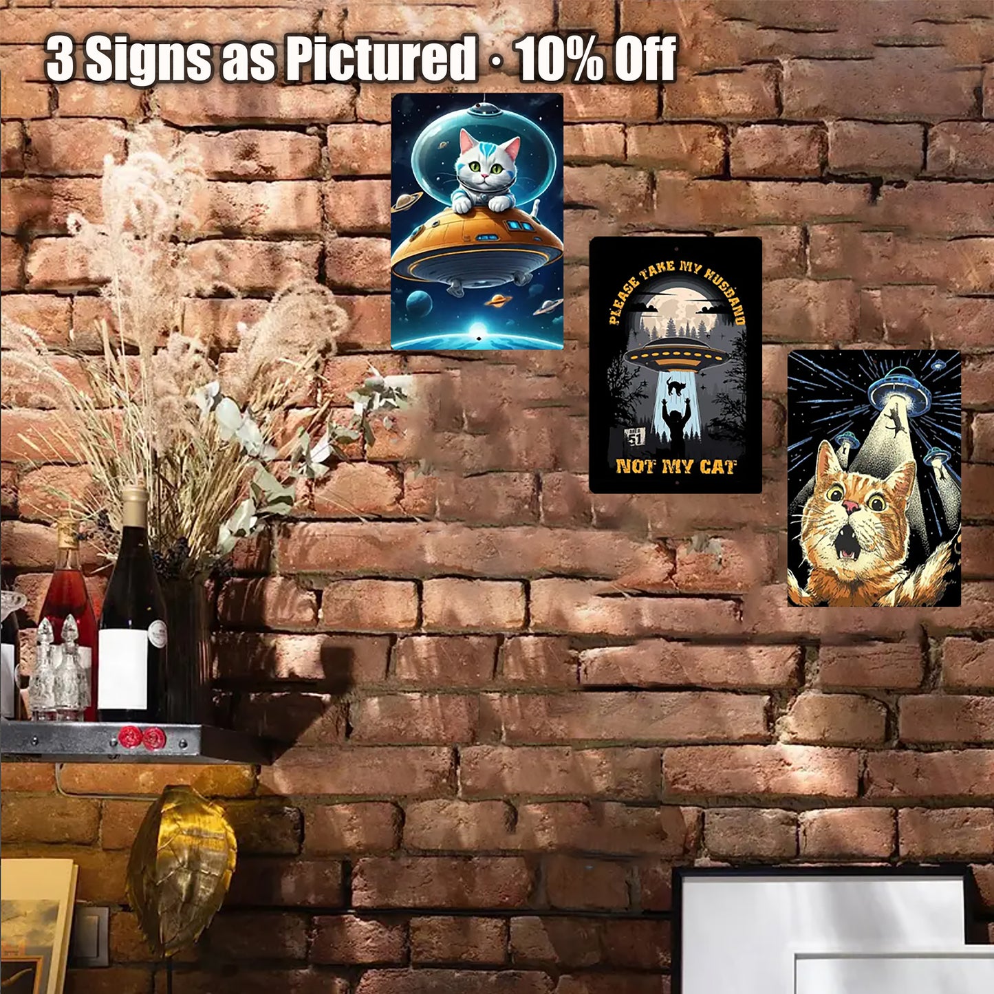 8x12 Cute Cat Metal Sign – Retro Tin Wall Art for Cat Lovers & Kitchens (1/3/6/10 Pieces)| Liberty Signs #ZH2204