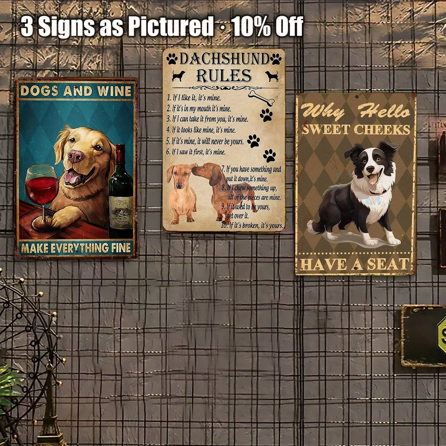 8x12 Funny Dog Metal Sign – Vintage Tin Wall Art for Pet Lovers & Homes (1/3/6/10 Pieces) | Liberty Signs #ZH1024