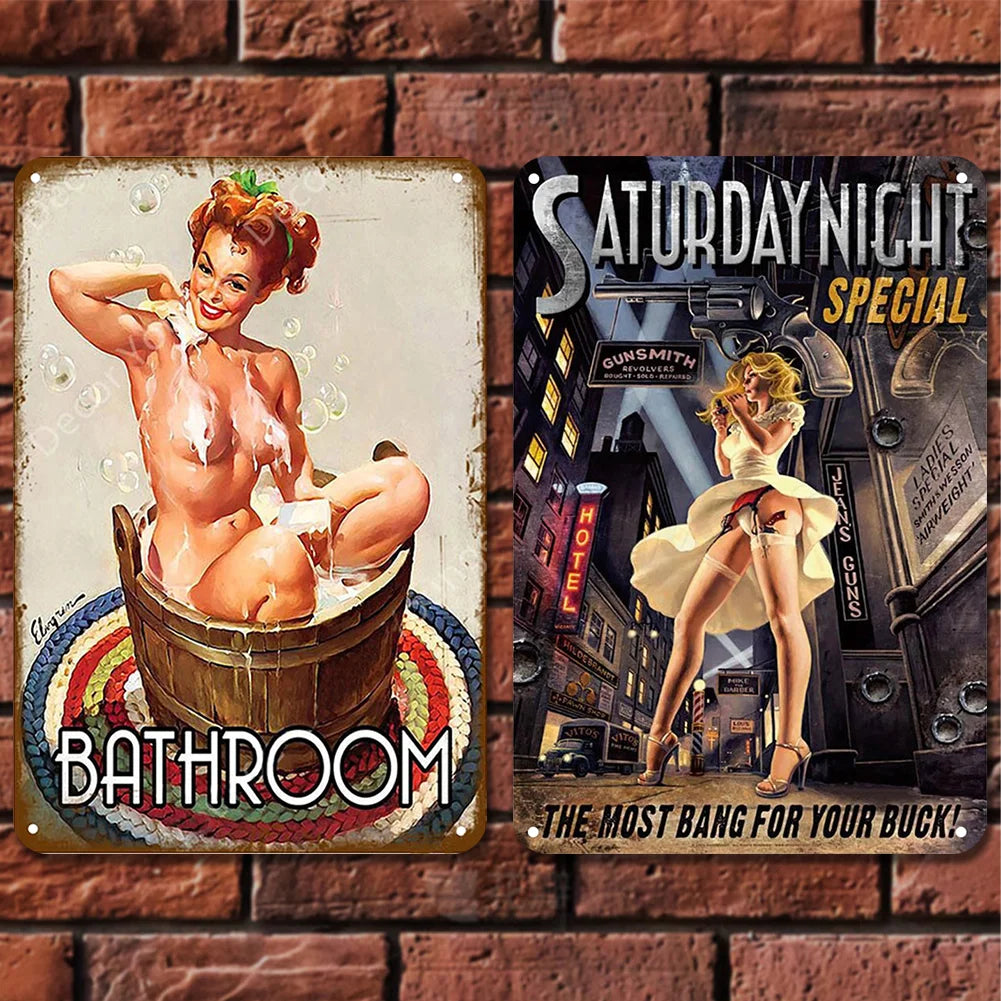 2pcs - Sexy Girl - Vintage Metal Sign - 8*12Inch (20*30cm)