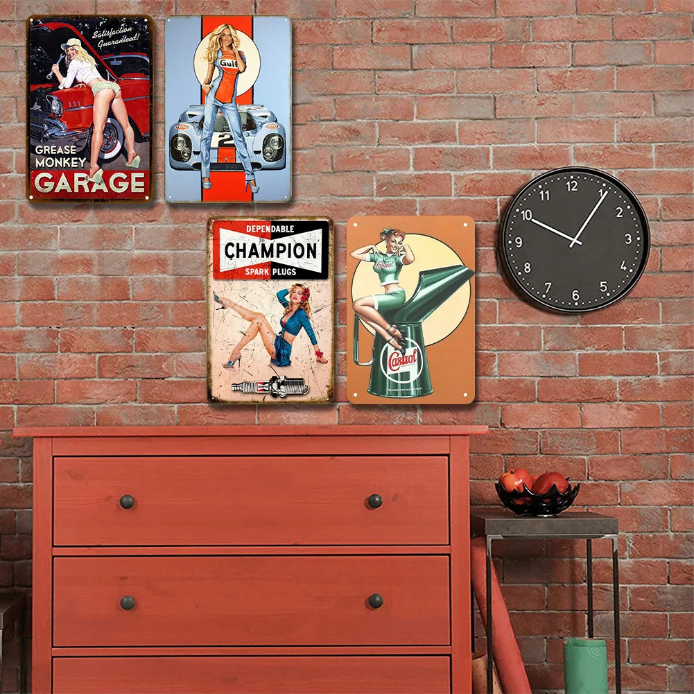 8x12 Pin-Up Girl Metal Sign – Retro Tin Wall Art for Garage & Bar Decor | Liberty Signs #ZH3001