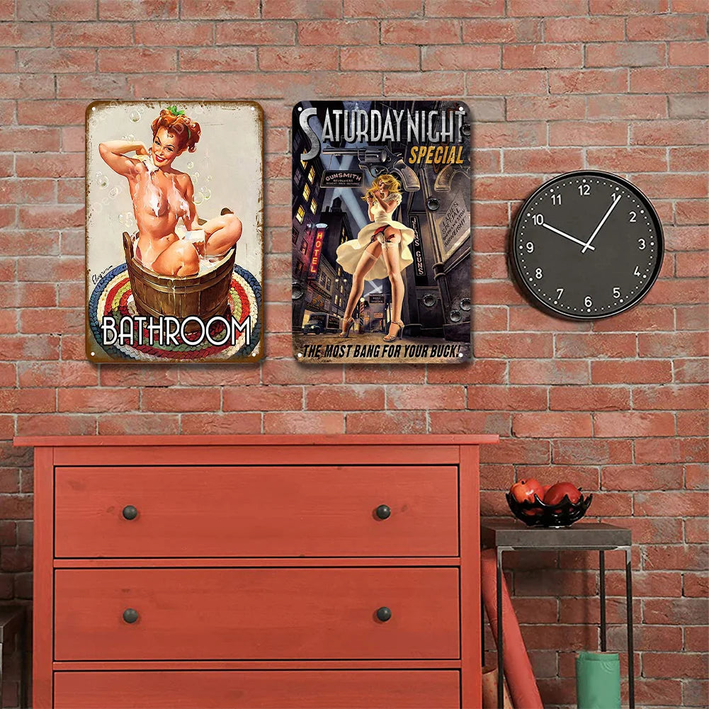 2pcs - Sexy Girl - Vintage Metal Sign - 8*12Inch (20*30cm)