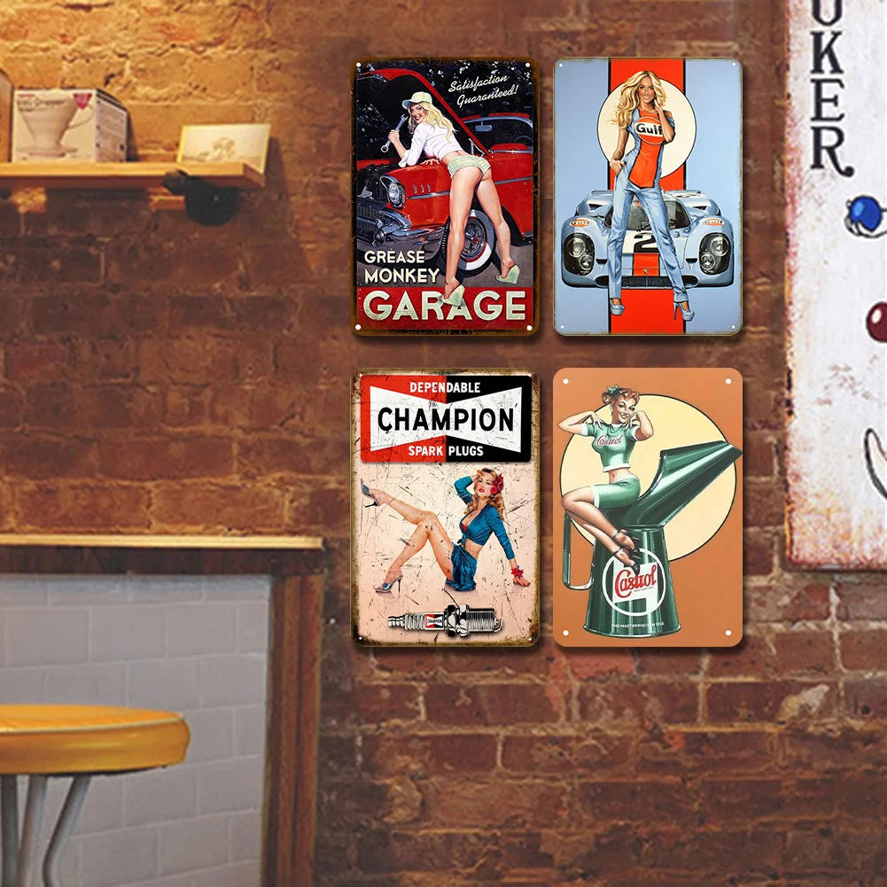 8x12 Pin-Up Girl Metal Sign – Retro Tin Wall Art for Garage & Bar Decor | Liberty Signs #ZH3001