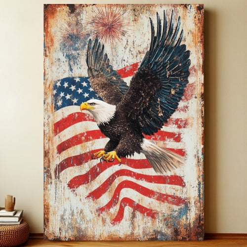 8x12 Patriotic USA Metal Sign – Vintage Wall Art with Flag & Freedom | Liberty Signs #6003