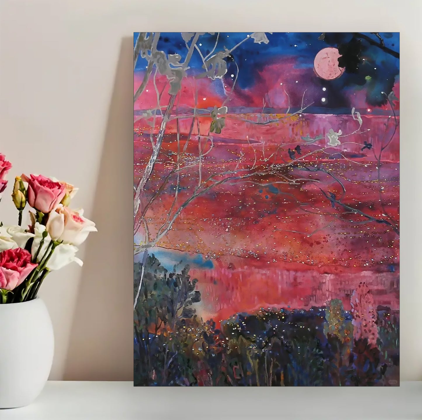 12x16 Pink Peony Floral Canvas Art – Elegant Botanical Print for Bedroom & Entryway | Liberty Signs#F2030