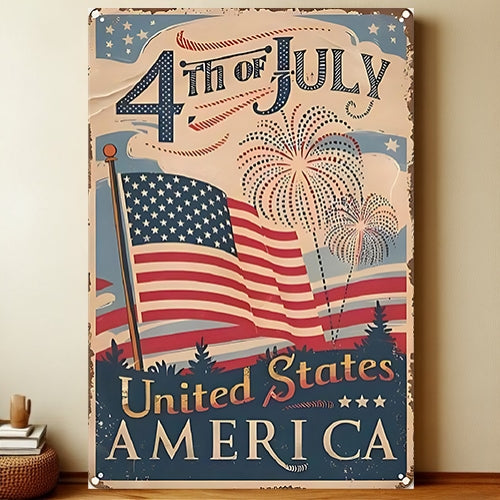 8x12 Patriotic USA Metal Sign – Vintage Wall Art with Flag & Freedom | Liberty Signs #6215
