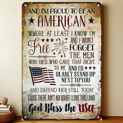 8x12 Patriotic USA Metal Sign – Vintage Wall Art with Flag & Freedom | Liberty Signs #6218