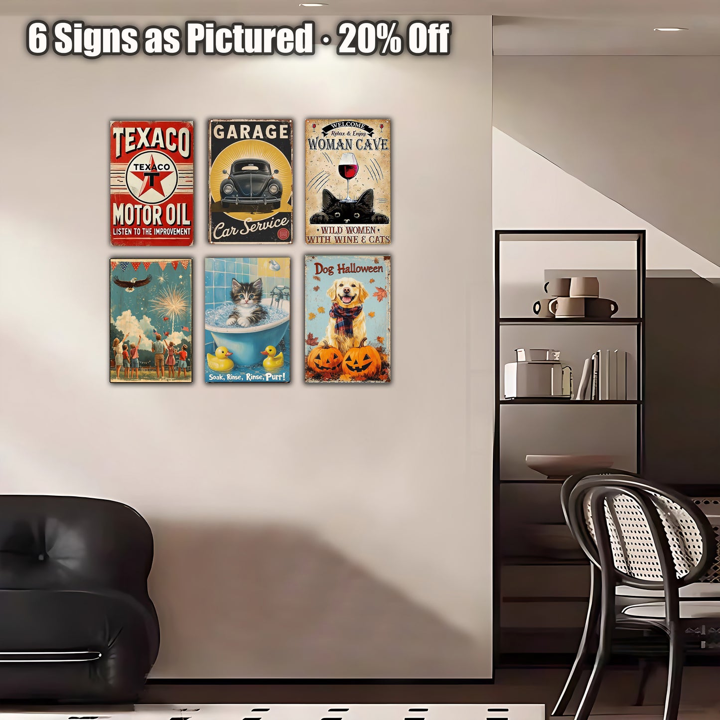 8x12 Cute Cat Metal Sign – Retro Tin Wall Art for Cat Lovers & Kitchens(1/3/6/10 Pieces) | Liberty Signs #ZH2298