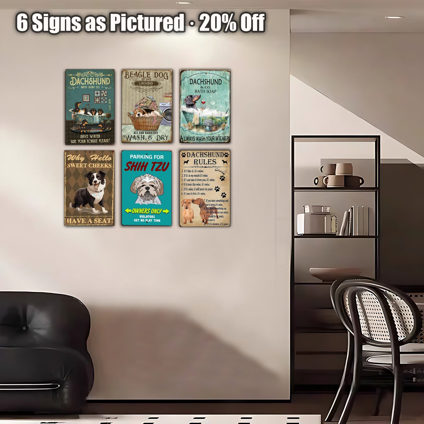 8x12 Funny Dog Metal Sign – Vintage Tin Wall Art for Pet Lovers & Homes (1/3/6/10 Pieces) | Liberty Signs #ZH1024