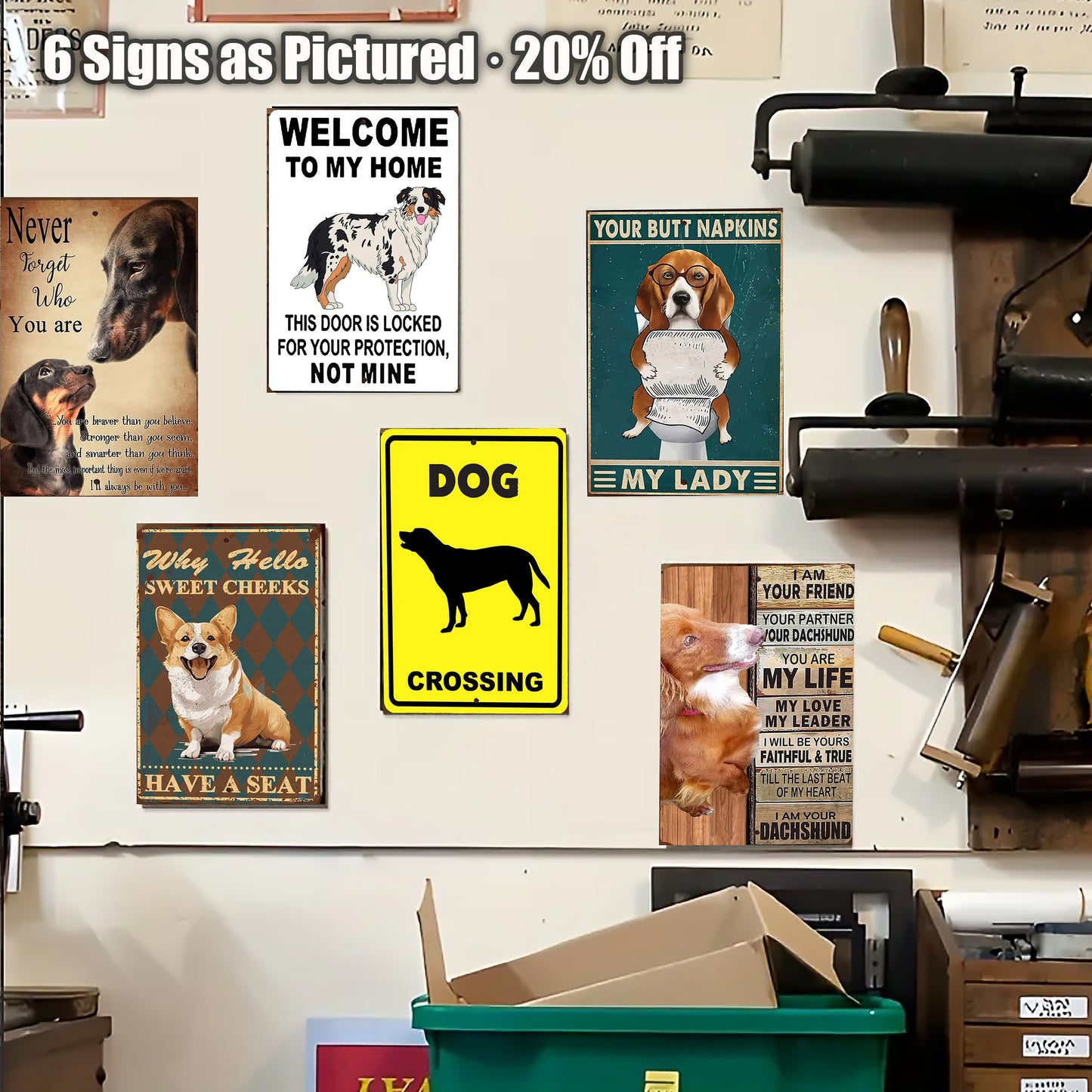 8x12 Funny Dog Metal Sign – Vintage Tin Wall Art for Pet Lovers & Homes (1/3/6/10 Pieces) | Liberty Signs #ZH 1033