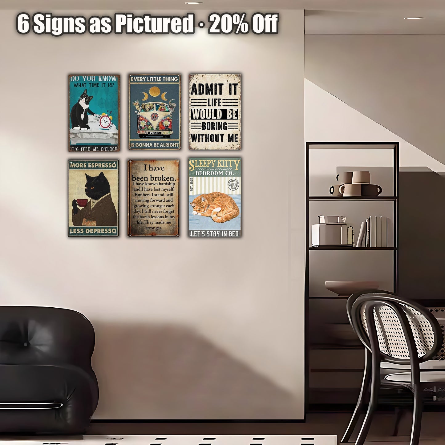 8x12 Farmhouse Metal Sign – Rustic Tin Wall Art with Barn & Animals(1/3/6/10 Pieces) | Liberty Signs #ZH7202