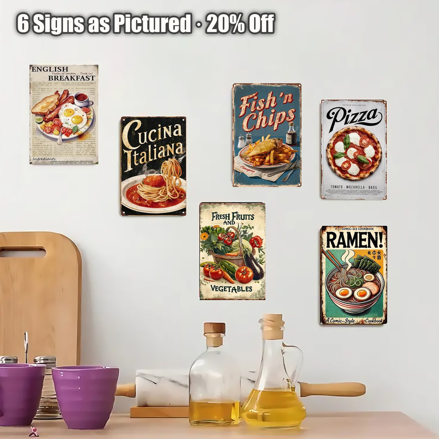 8x12 Kitchen Metal Sign – Coffee & Recipe Tin Wall Decor for Homes (1/3/6/10 Pieces)| Liberty Signs #ZH8014