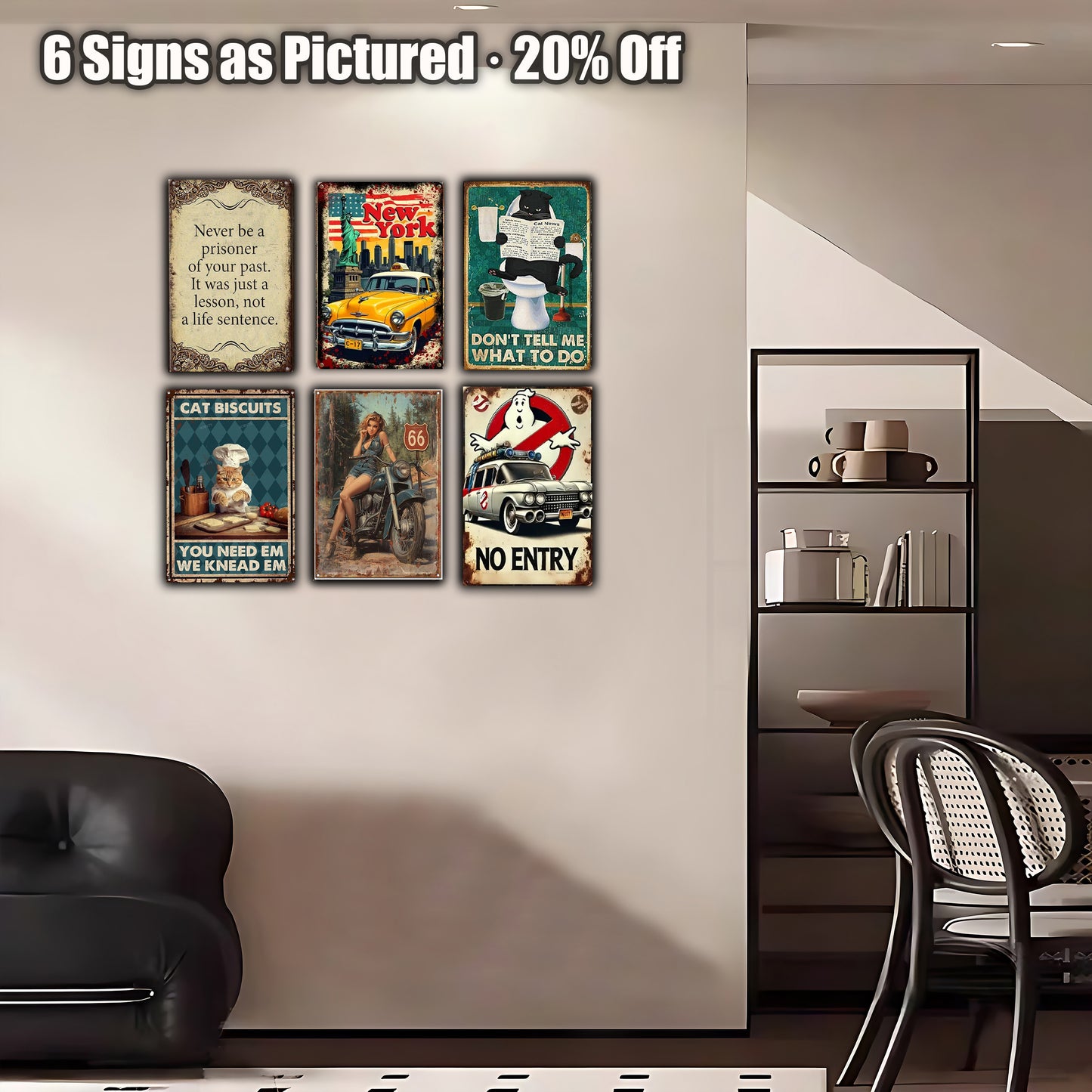8x12 Cute Cat Metal Sign – Retro Tin Wall Art for Cat Lovers & Kitchens (1/3/6/10 Pieces) | Liberty Signs #ZH2317