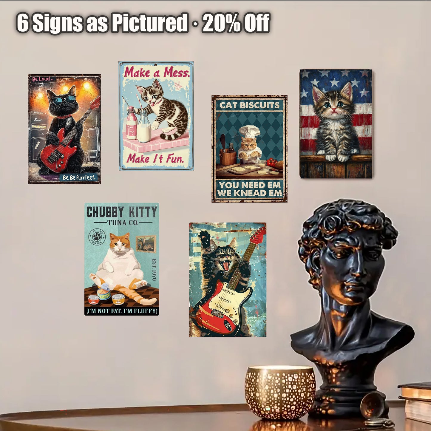 8x12 Cute Cat Metal Sign – Retro Tin Wall Art for Cat Lovers & Kitchens (1/3/6/10 Pieces)| Liberty Signs #ZH2247