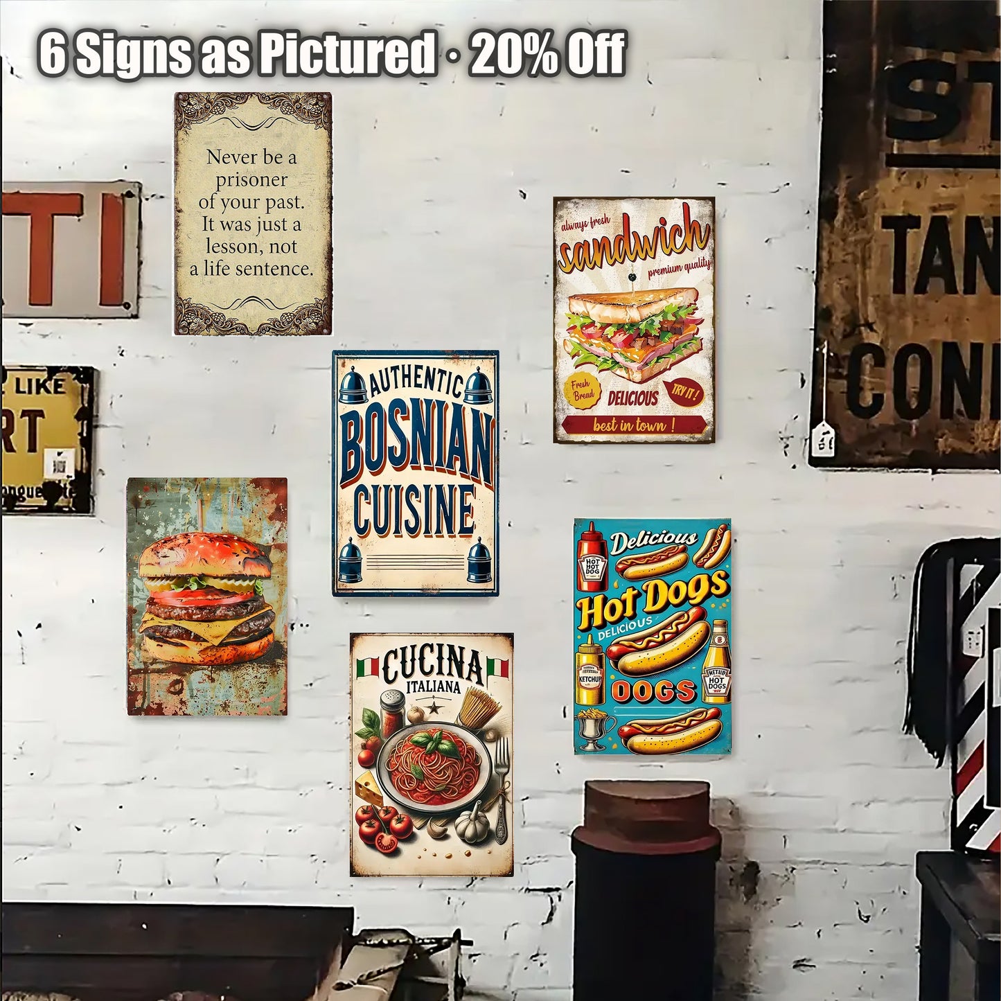 8x12 Kitchen Metal Sign – Coffee & Recipe Tin Wall Decor for Homes (1/3/6/10 Pieces) | Liberty Signs #ZH8029