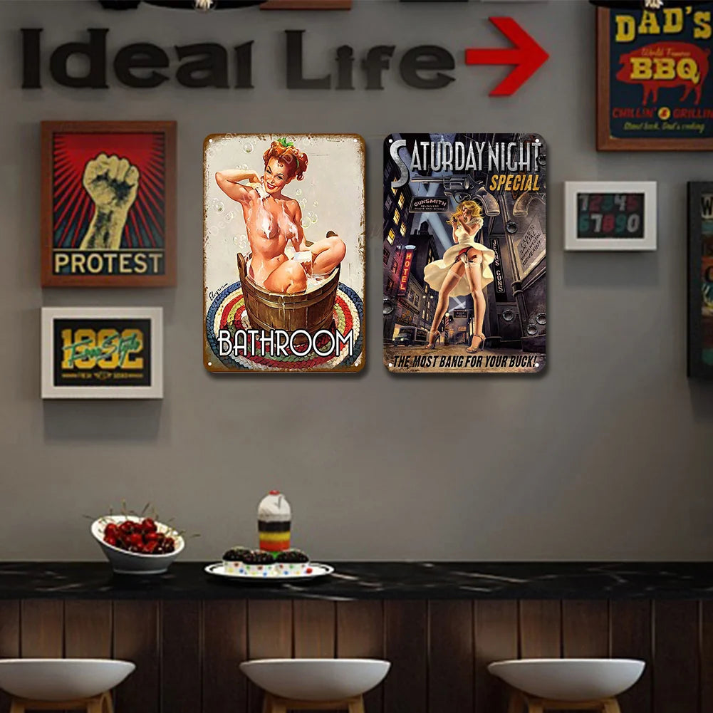 2pcs - Sexy Girl - Vintage Metal Sign - 8*12Inch (20*30cm)