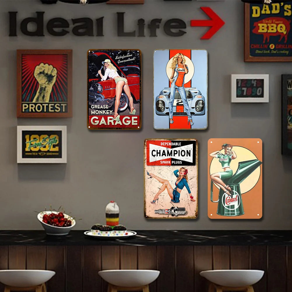 8x12 Pin-Up Girl Metal Sign – Retro Tin Wall Art for Garage & Bar Decor | Liberty Signs #ZH3001