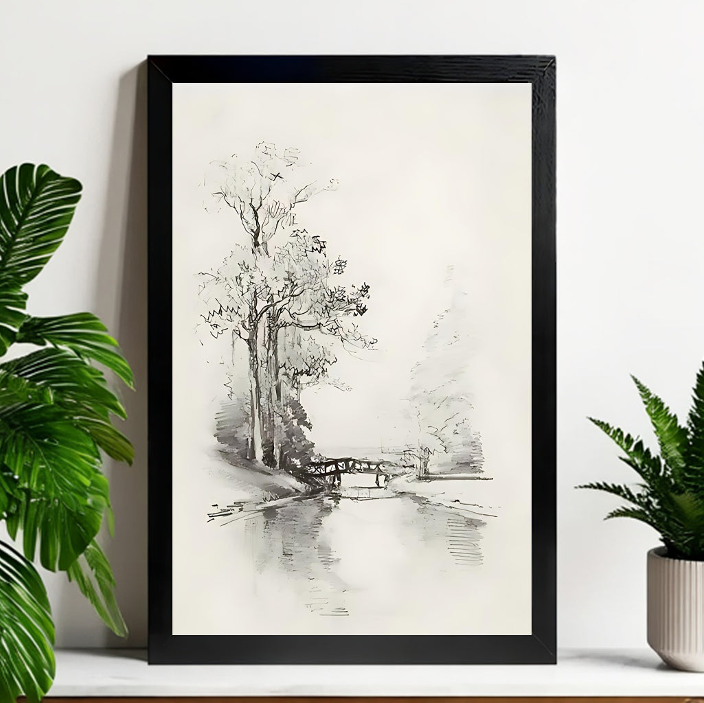Neutral Abstract Framed Wall Art – Minimalist Line Art for Office or Studio | Liberty Signs#M3177