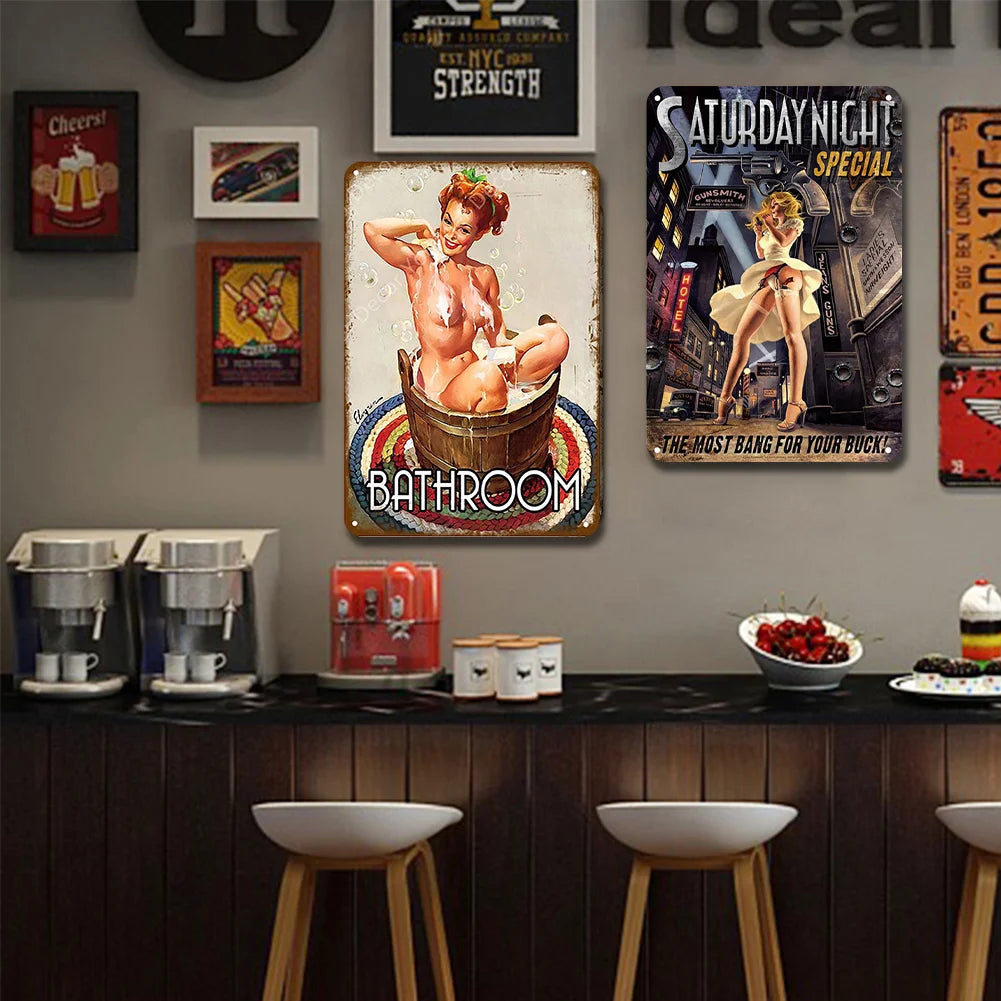 2pcs - Sexy Girl - Vintage Metal Sign - 8*12Inch (20*30cm)