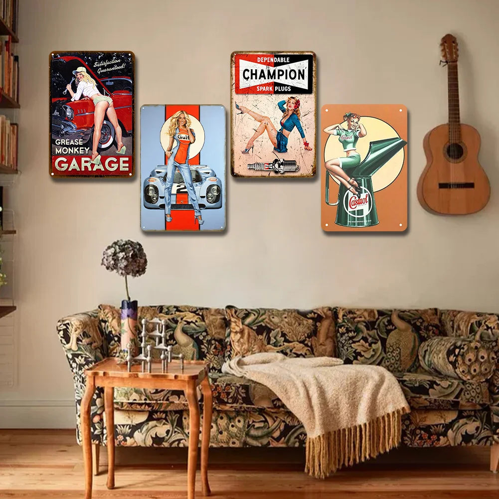 8x12 Pin-Up Girl Metal Sign – Retro Tin Wall Art for Garage & Bar Decor | Liberty Signs #ZH3001