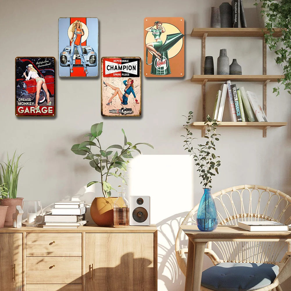 8x12 Pin-Up Girl Metal Sign – Retro Tin Wall Art for Garage & Bar Decor | Liberty Signs #ZH3001