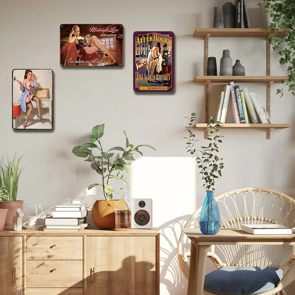 8x12 Pin-Up Girl Metal Sign – Retro Tin Wall Art for Garage & Bar Decor | Liberty Signs #ZH3003